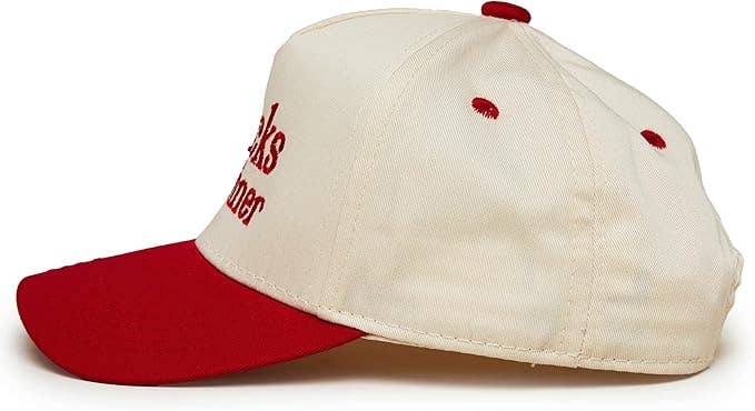 Kids/Baby 2-Tone Vintage Cap: Snacks for Dinner- Red/Beige