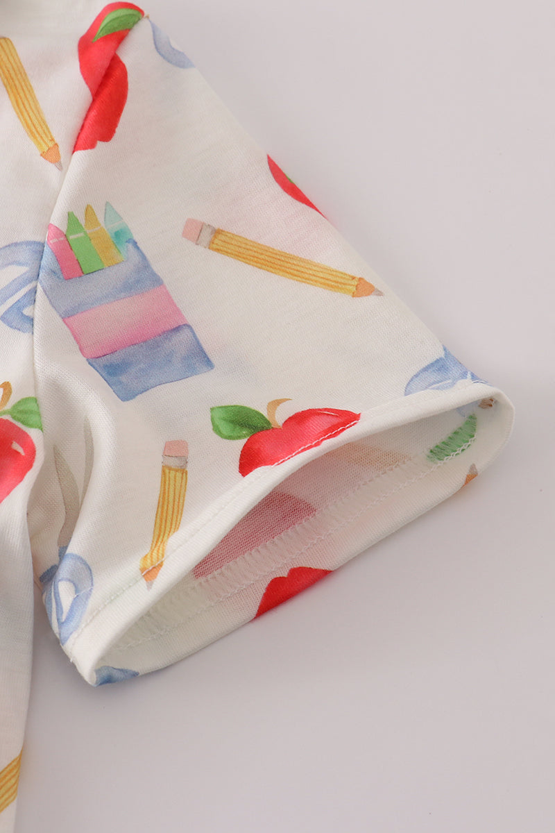 Apple pencil print button down shirt