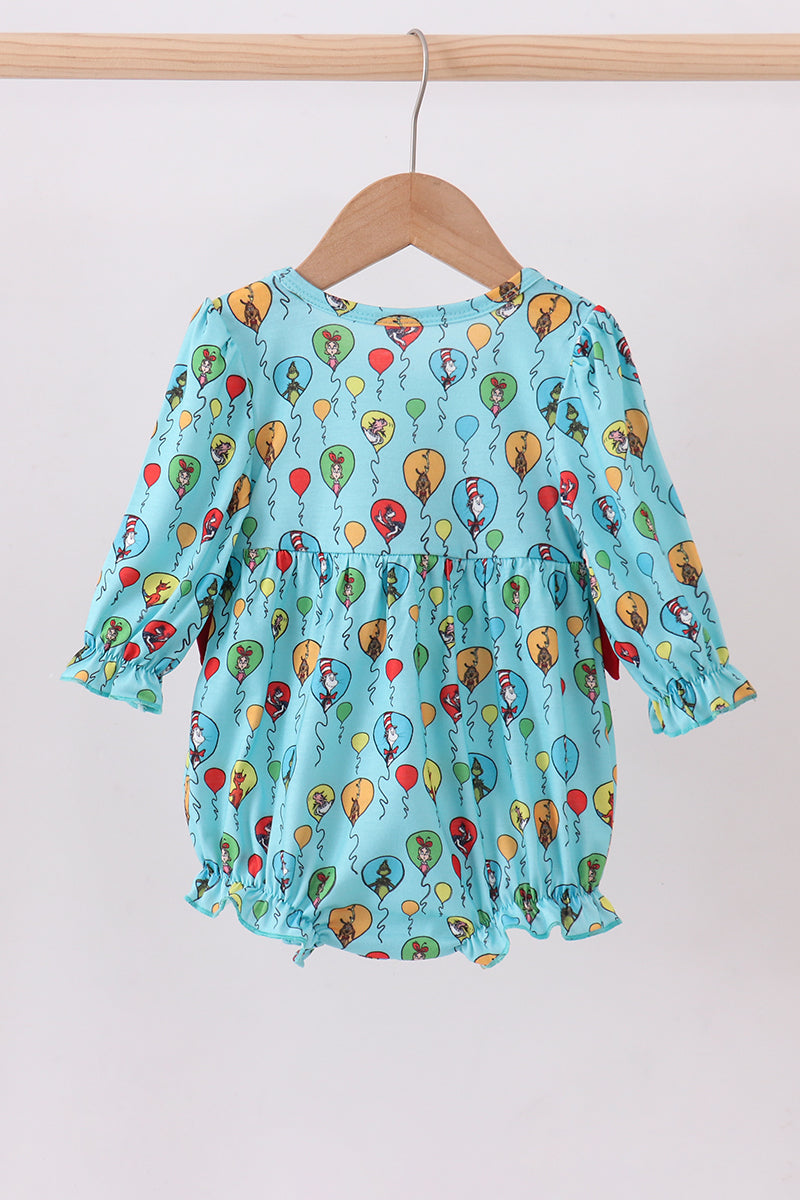 Mint Dr. Seuss smocked bow bubble