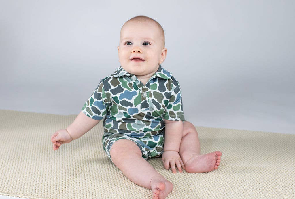 Pebble Camo - SS Polo Romper