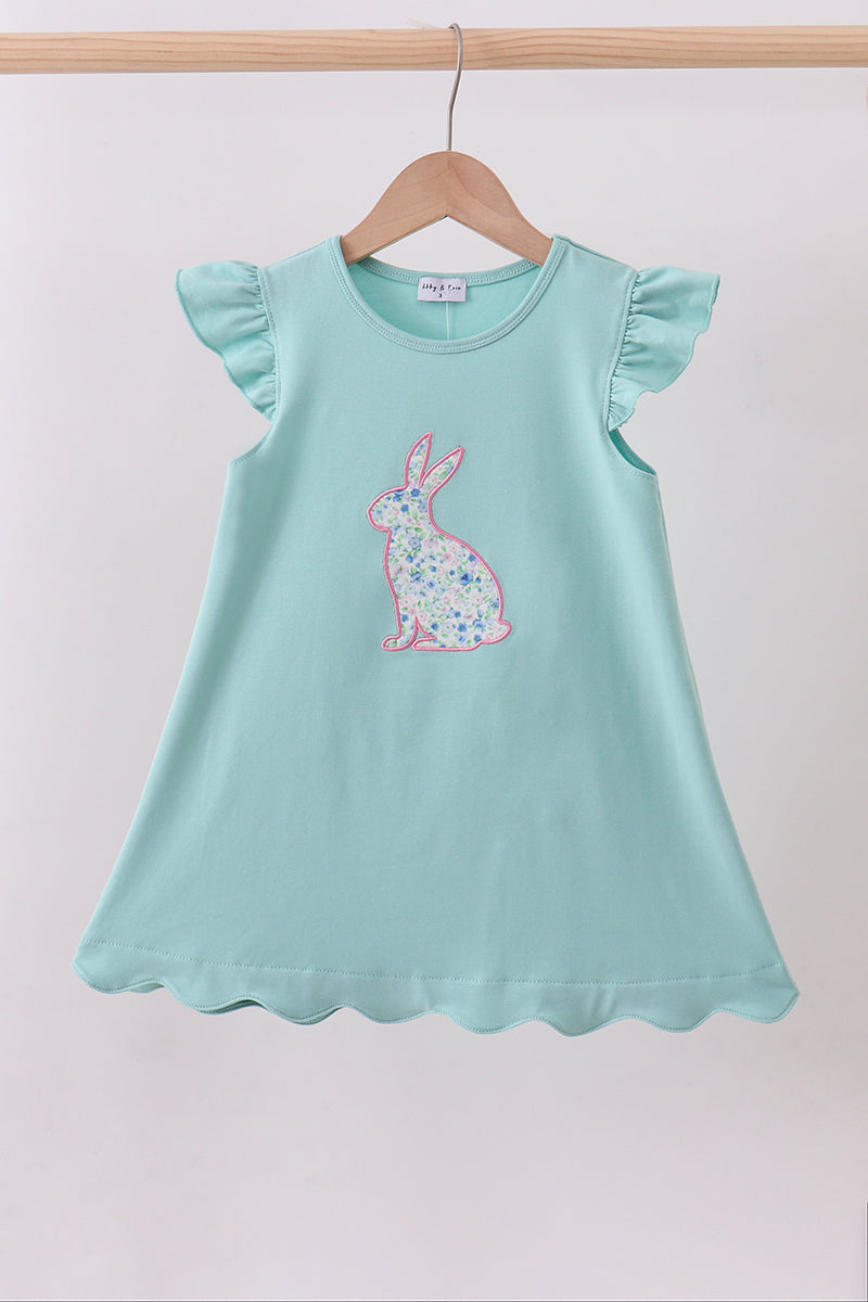 Green bunny applique dress
