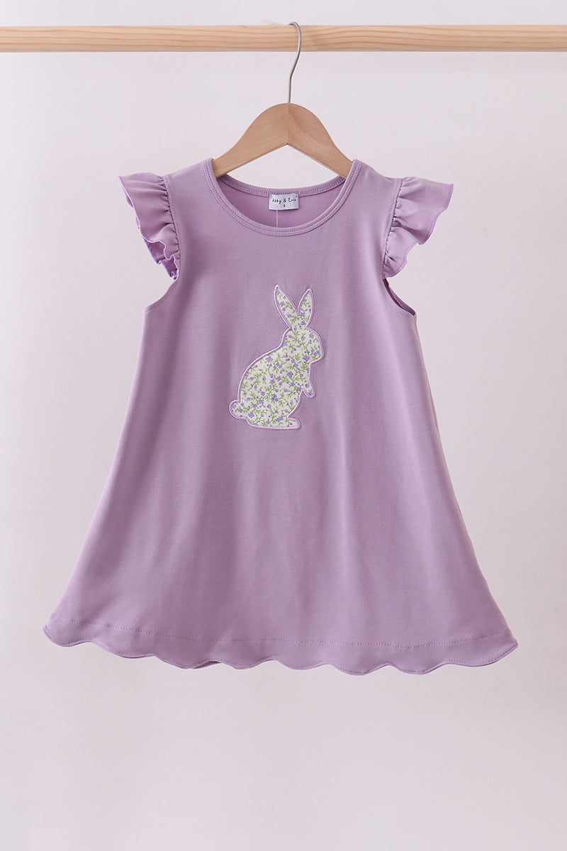 Purple bunny applique ruffle dress