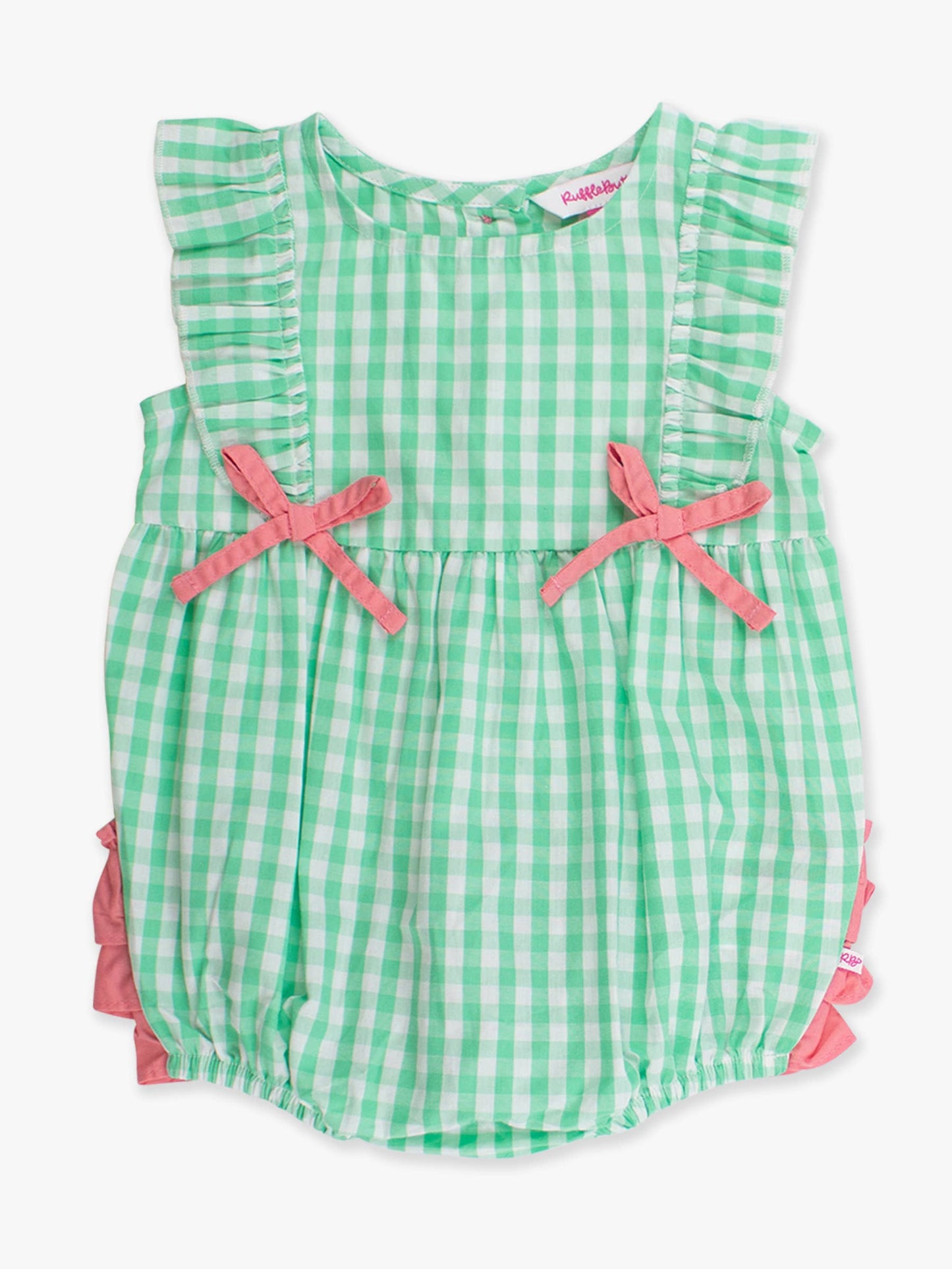 Baby Girls Classic Spring Bud Gingham Classic Ruffle Bubble Romper