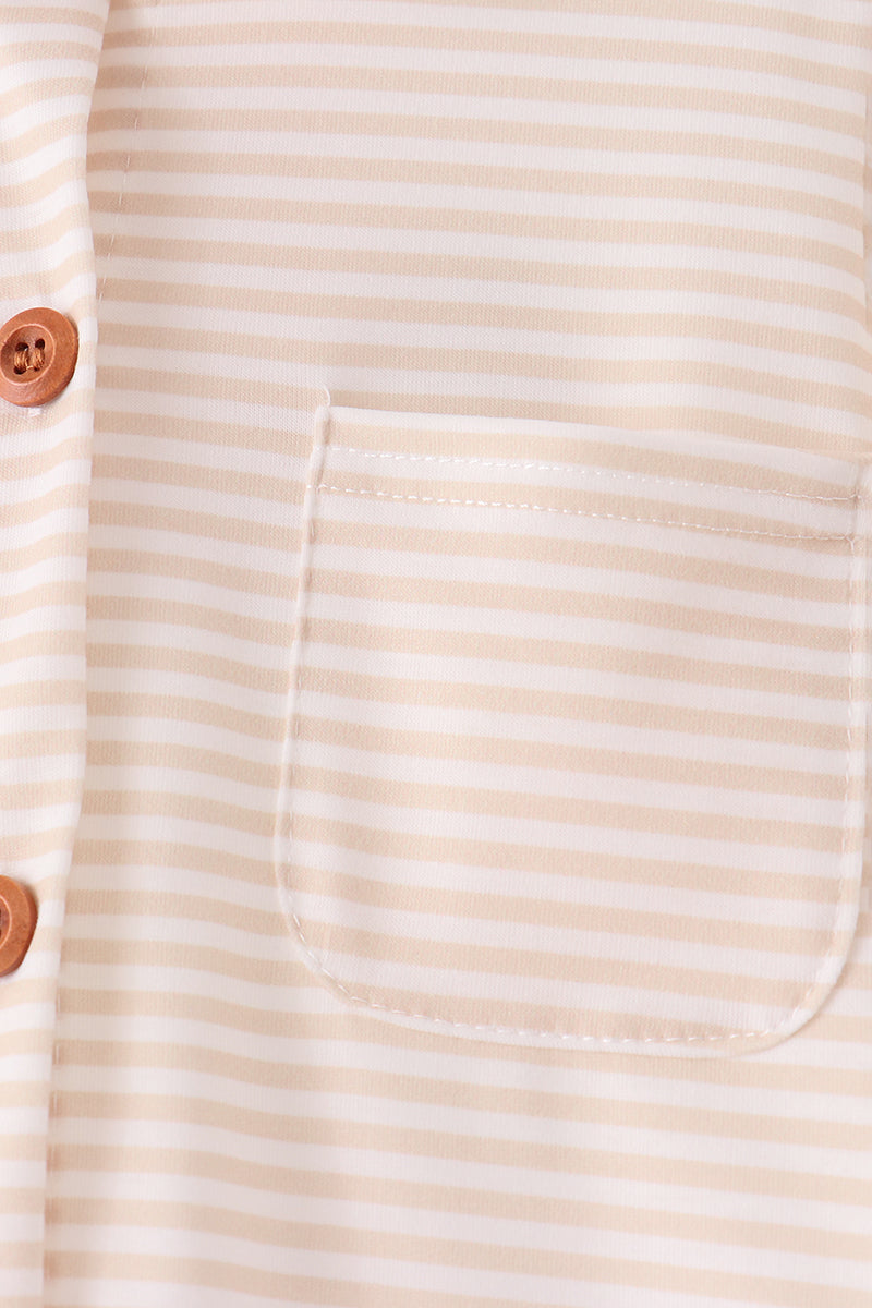 Cream turkey pumpkin embroidery button down shirt