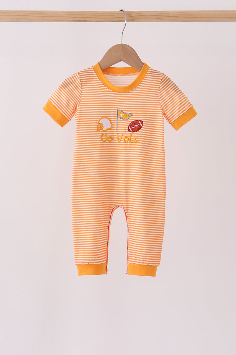Orange Tennessee Go Vols Embroidery Romper