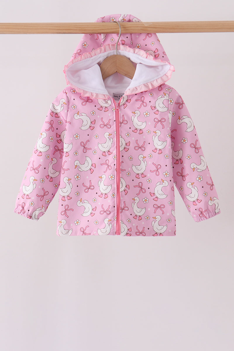 Pink Goose Bow ruffle Raincoat