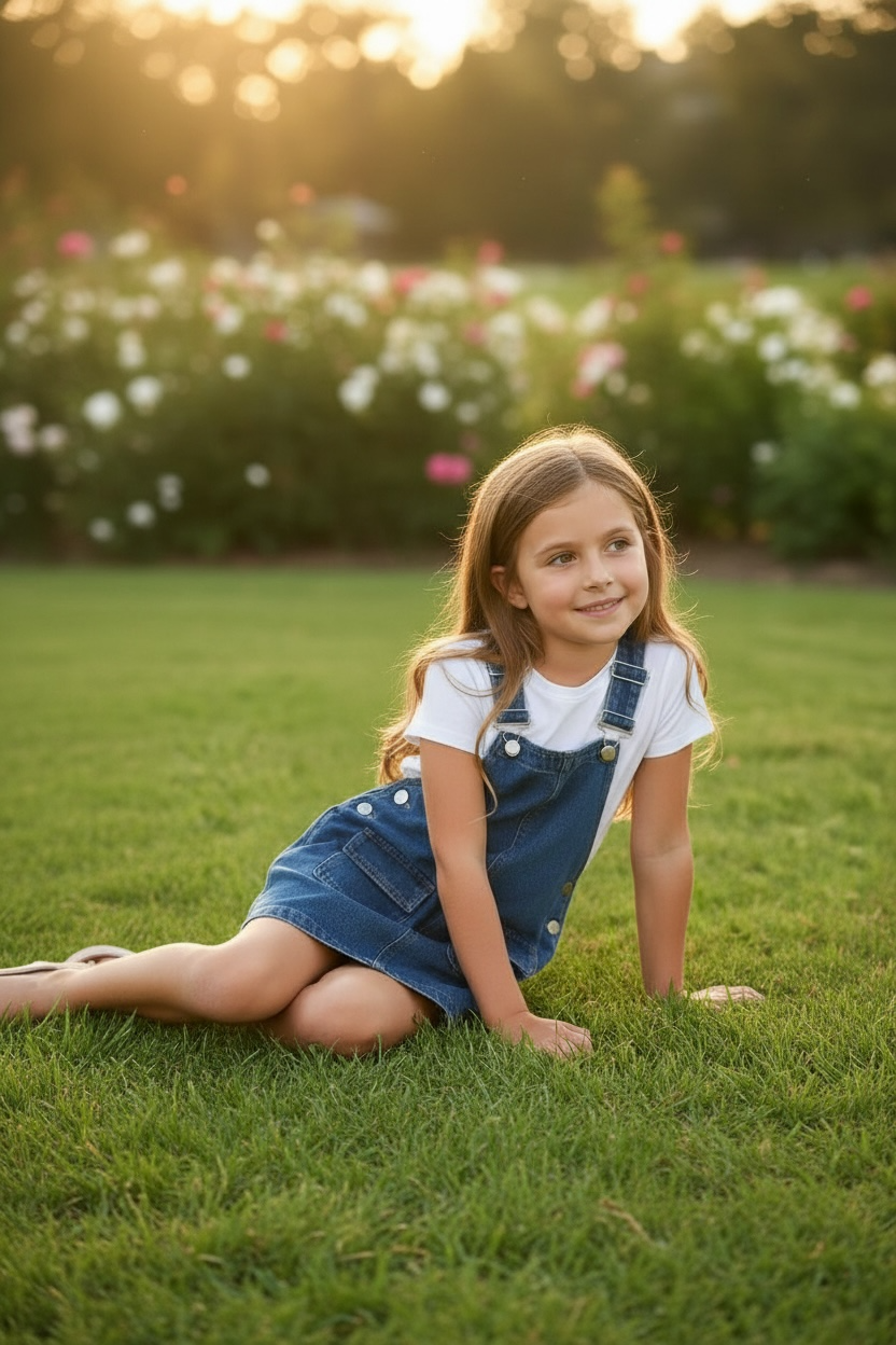 Dark blue denim overalls with front pockets
