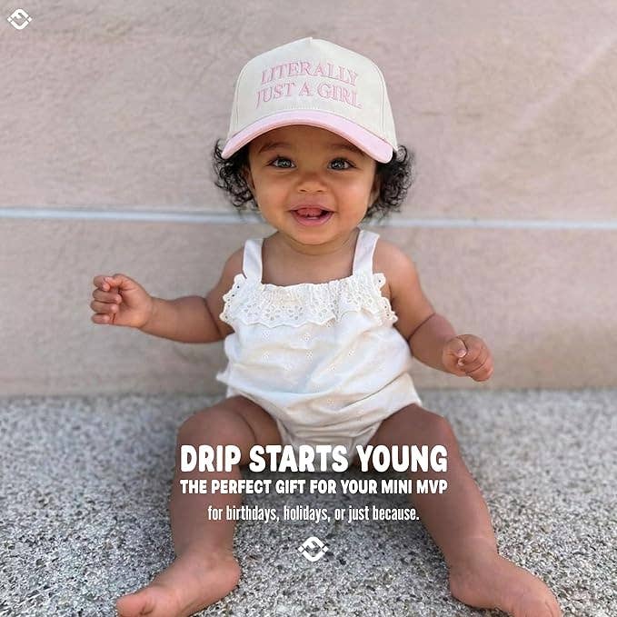 Kid/Baby 2Tone VintageCap Literally Just a Girl - Rose/Beige