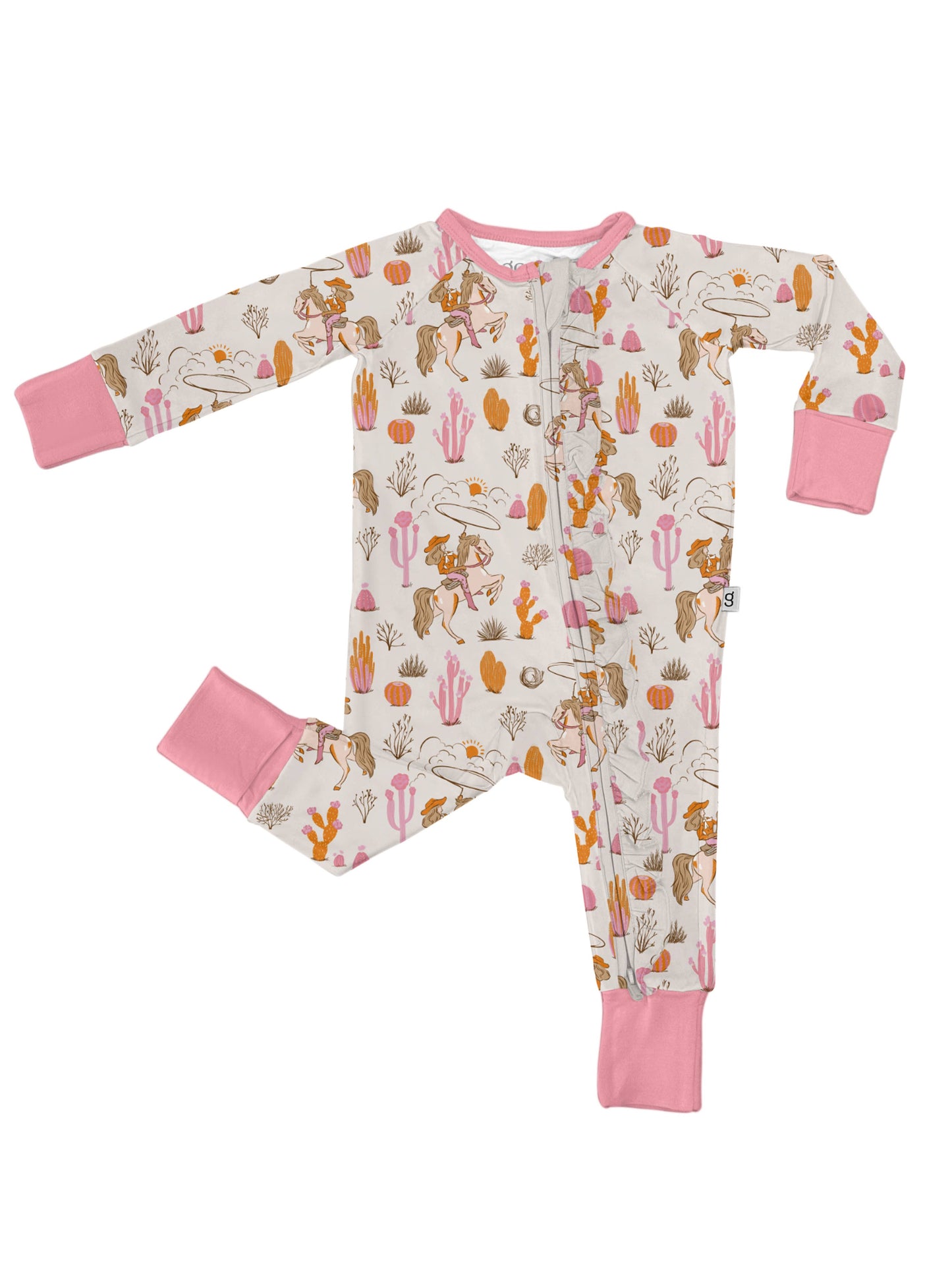 Saddle Up, Cowgirl Toile  - LS Convertible Zip PJs