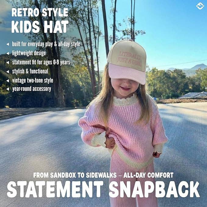 Kid/Baby 2Tone VintageCap Literally Just a Girl - Rose/Beige