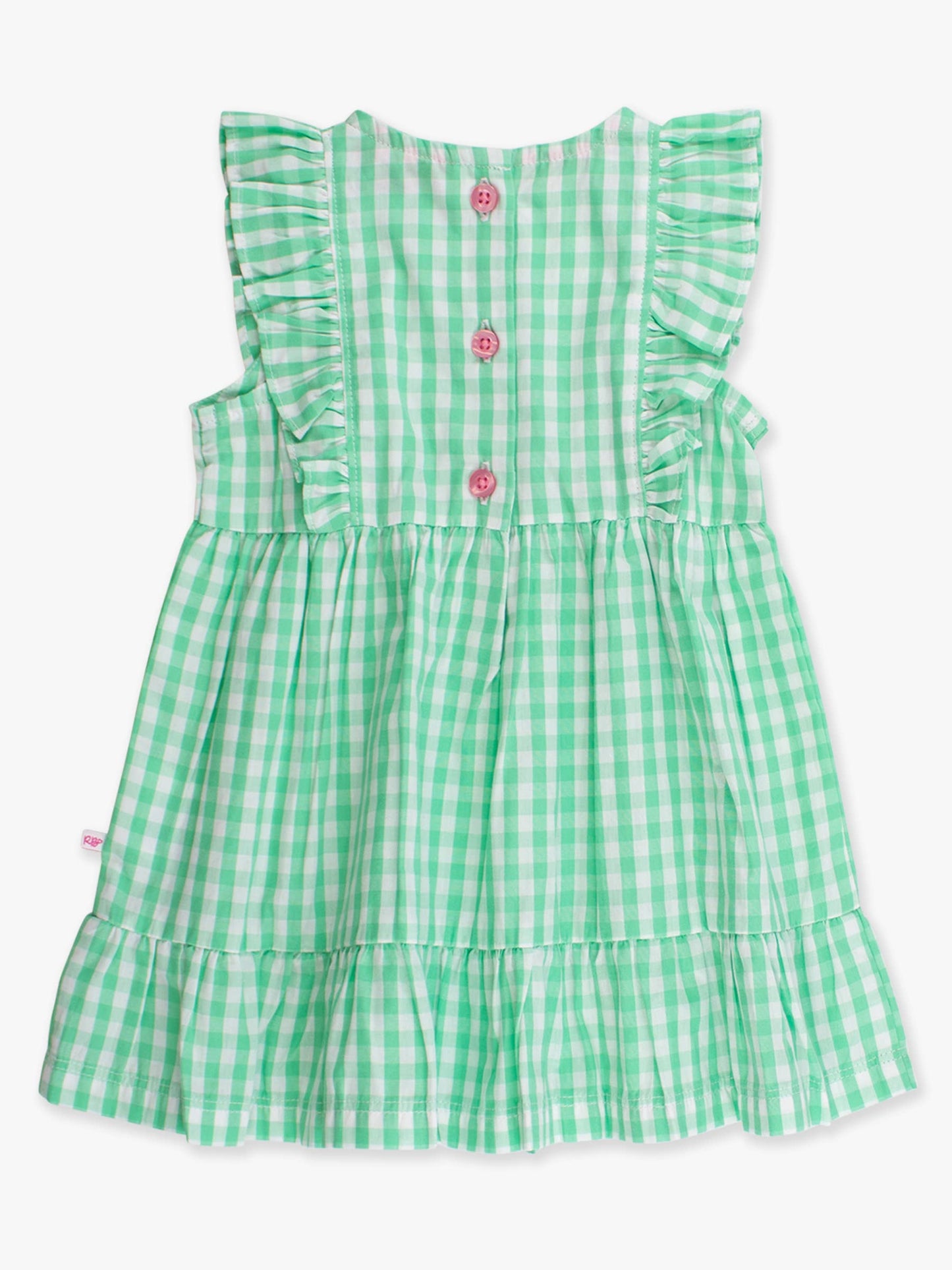 Girls Classic Spring Bud Gingham Pinafore Bow Dress