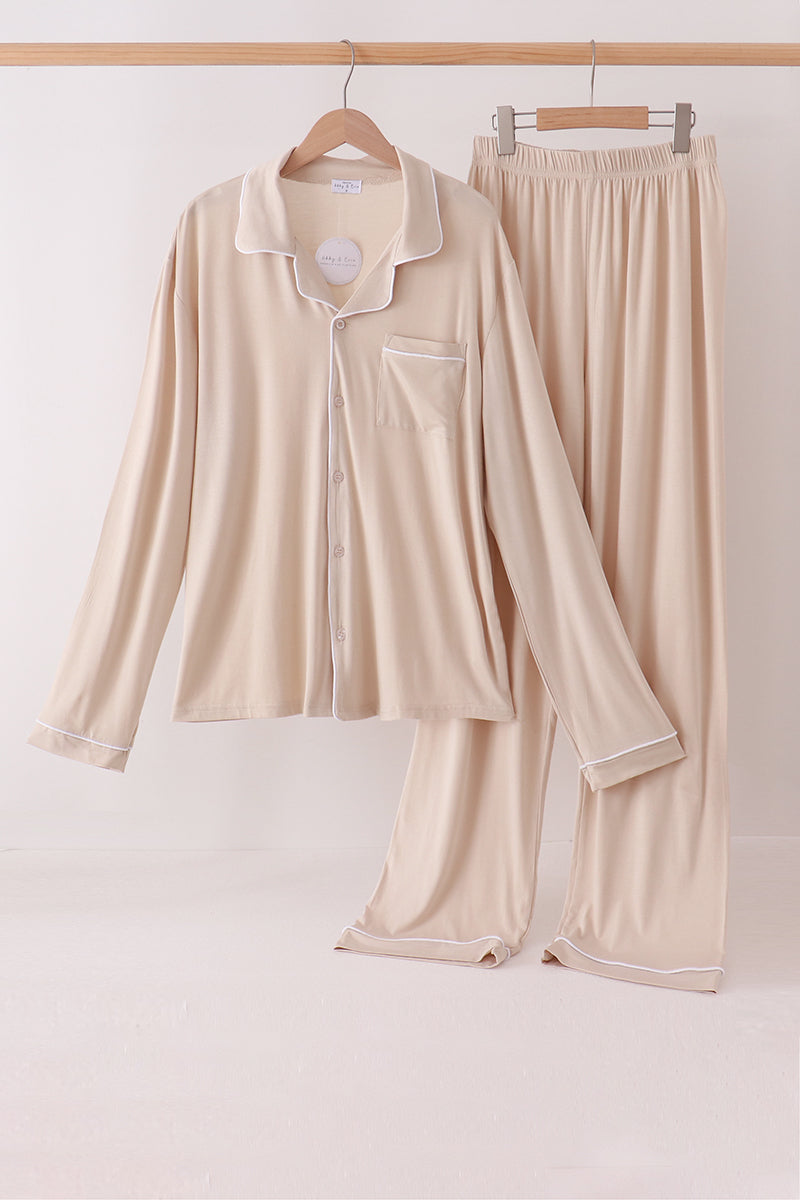 Beige bamboo mom pajama set – wholesale for boutiques | Honeydew USA