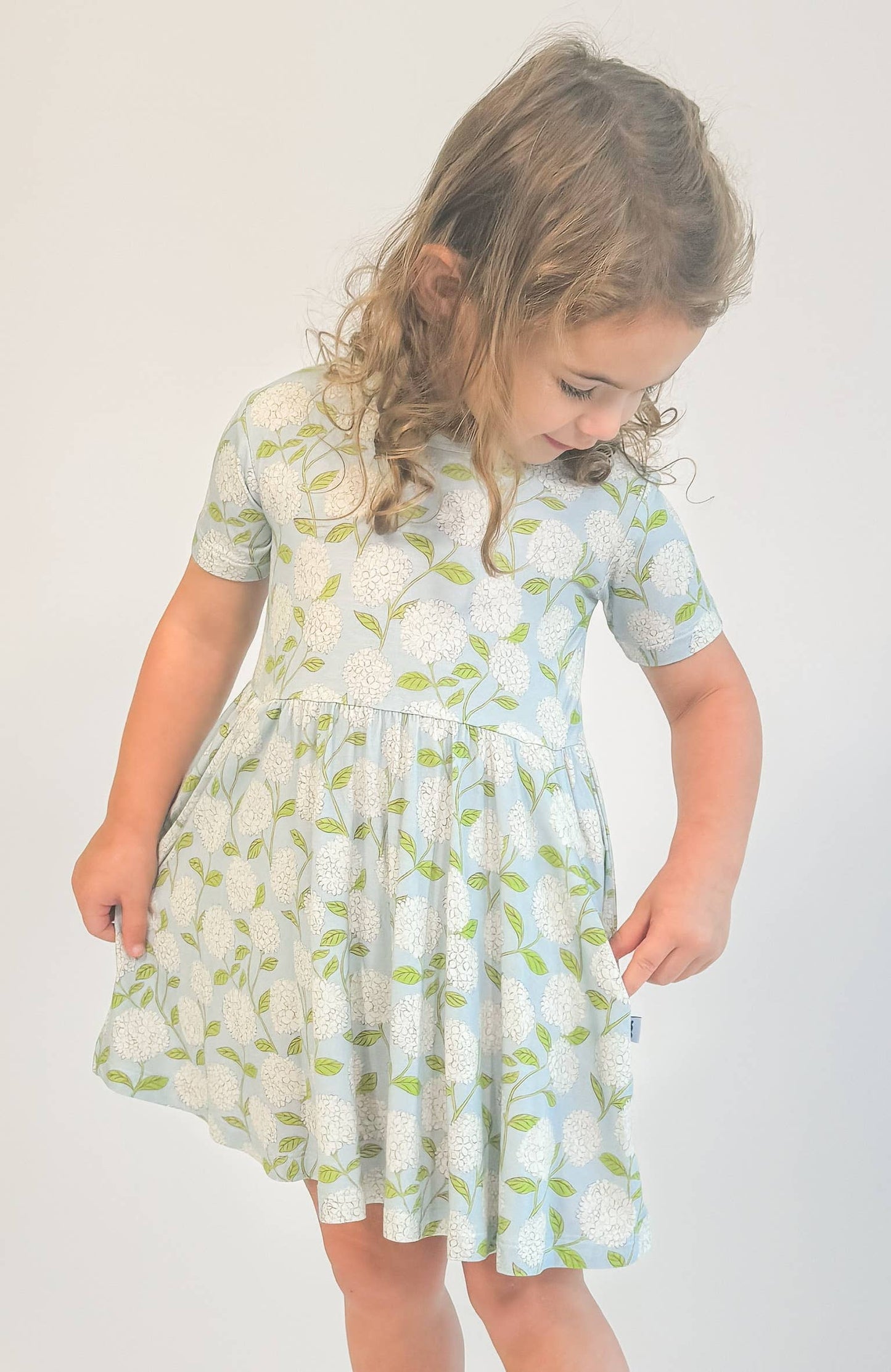 Hydrangeas - Short Sleeve Pocket Dress