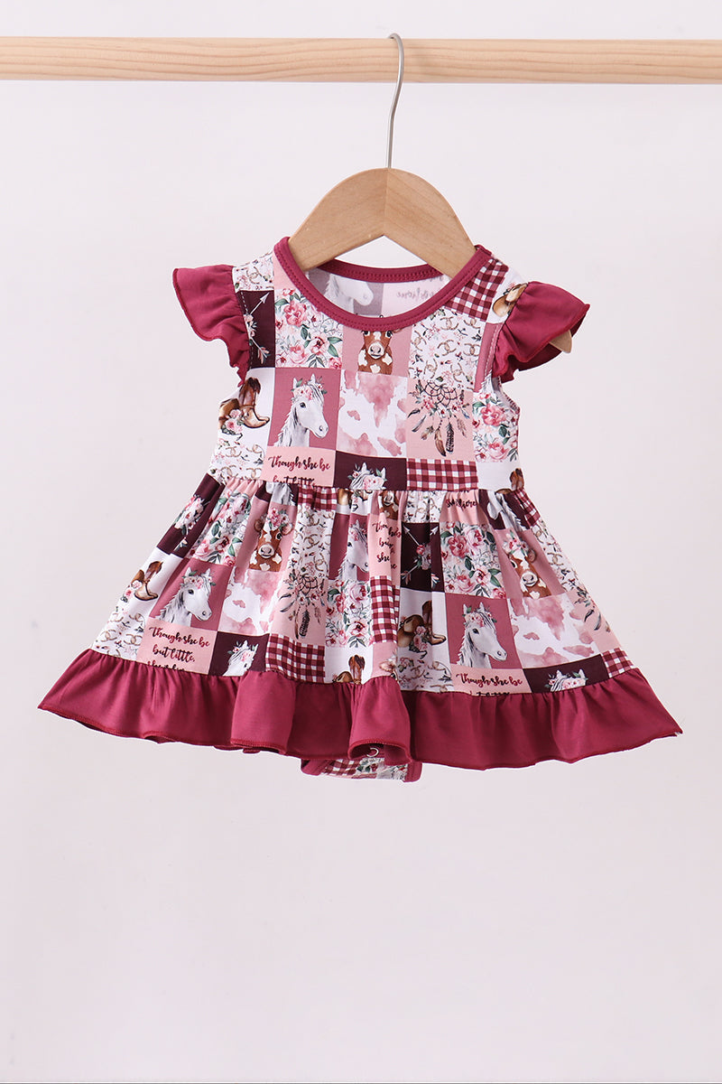 Pink checkered farm bamboo ruffle bubble