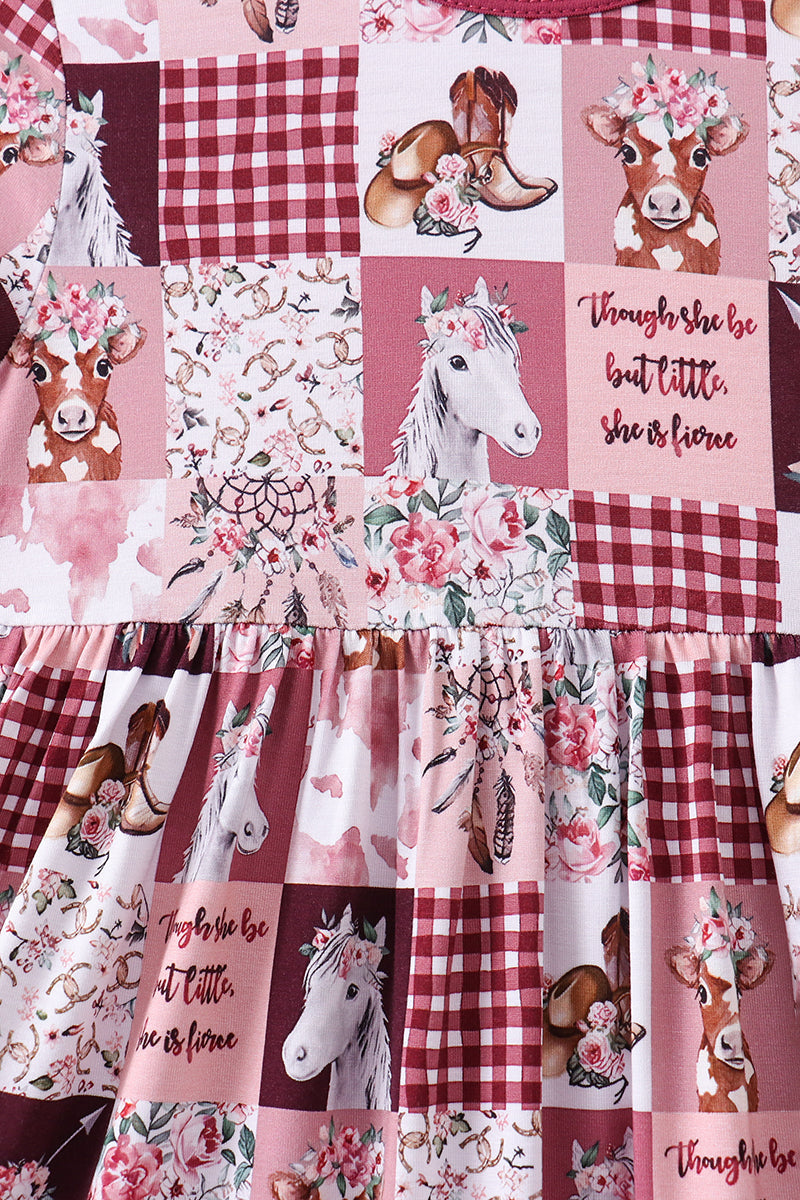 Pink checkered farm bamboo dress