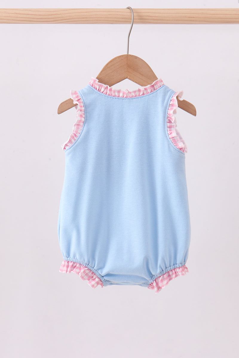 Blue character plane applique ruffle bubble