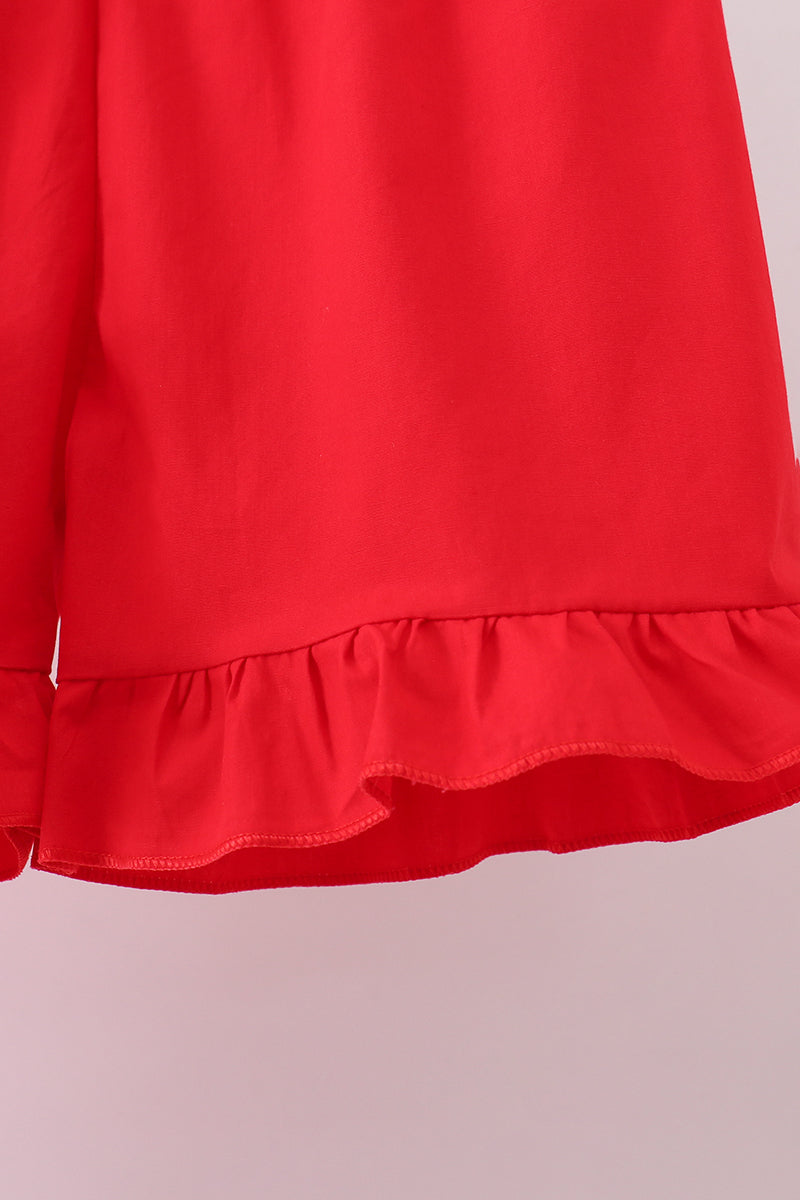 Pink strawberry swiss dot shorts set