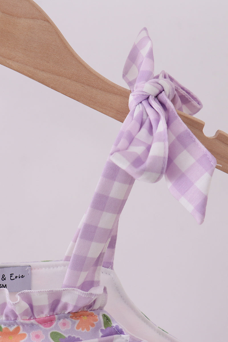 Purple floral Jesus loves me embroidery bubble