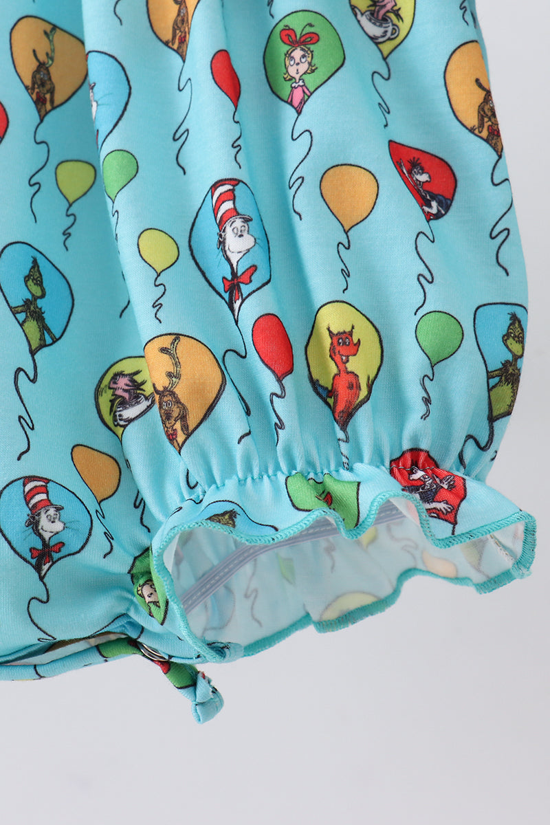 Mint Dr. Seuss smocked bow bubble