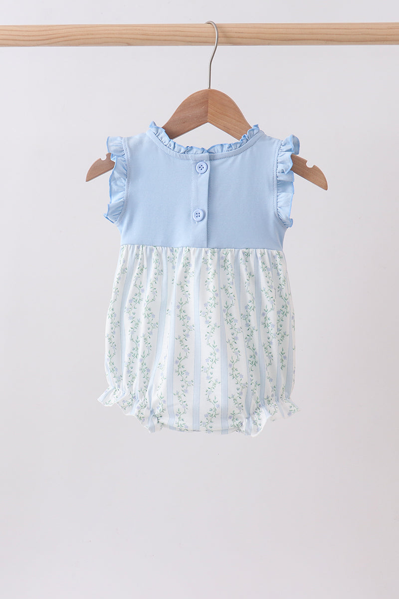 Blue character applique ruffle bubble