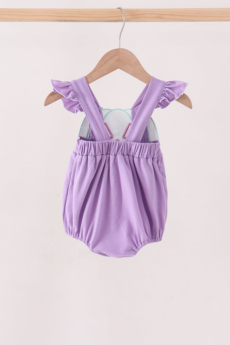 Purple Jack-O-Lantern Applique Ruffle Bubble