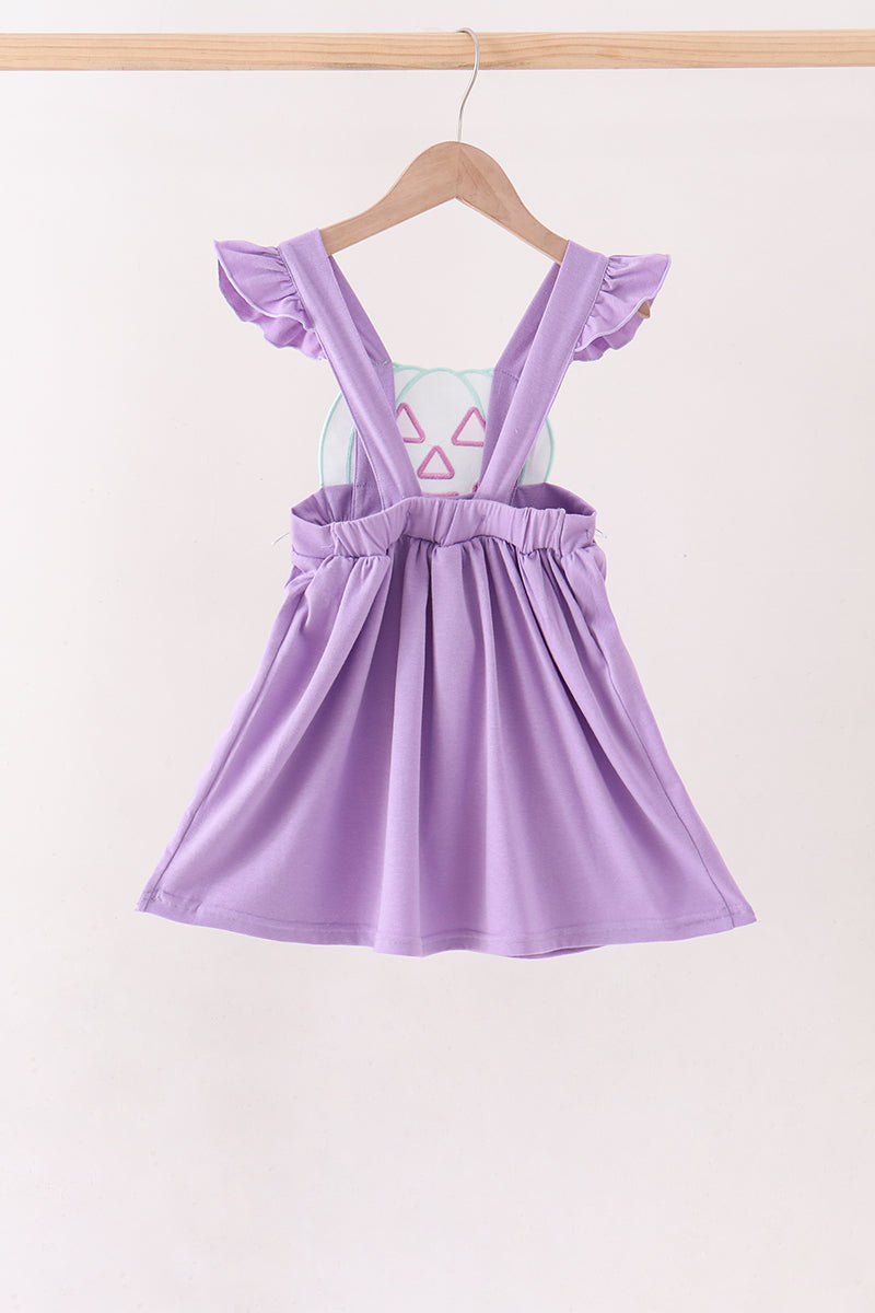 Purple Jack-O-Lantern Applique Ruffle Dress