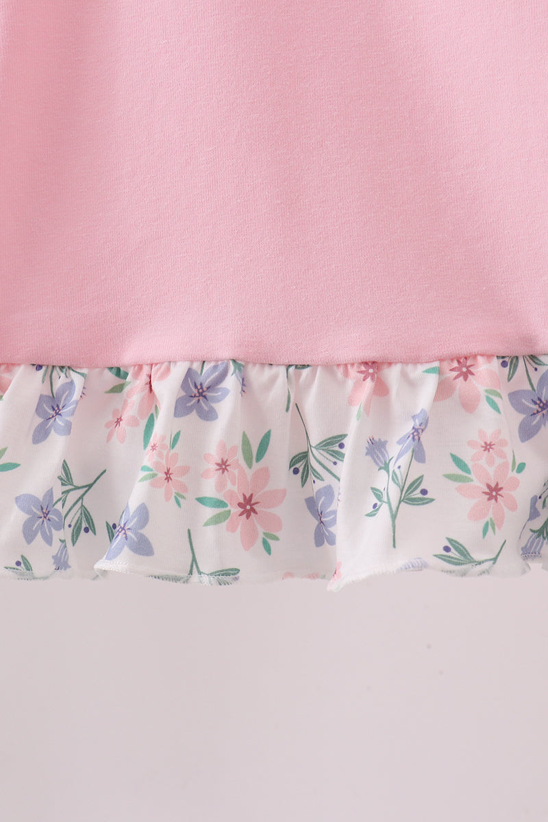 Pink Piggy Applique Ruffle Dress