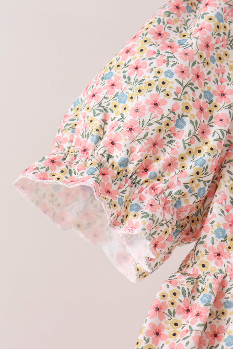 Floral Smocked Lace Pants Set