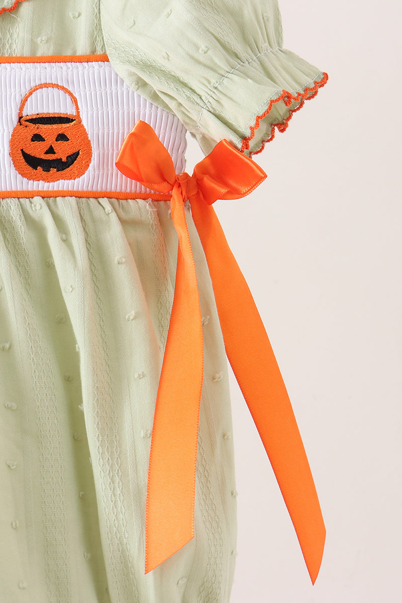 Green Pumpkin Smocked Ruffle Bubble