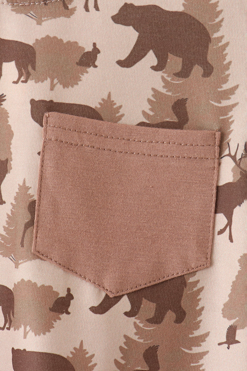 Brown camouflage pocket jogger set