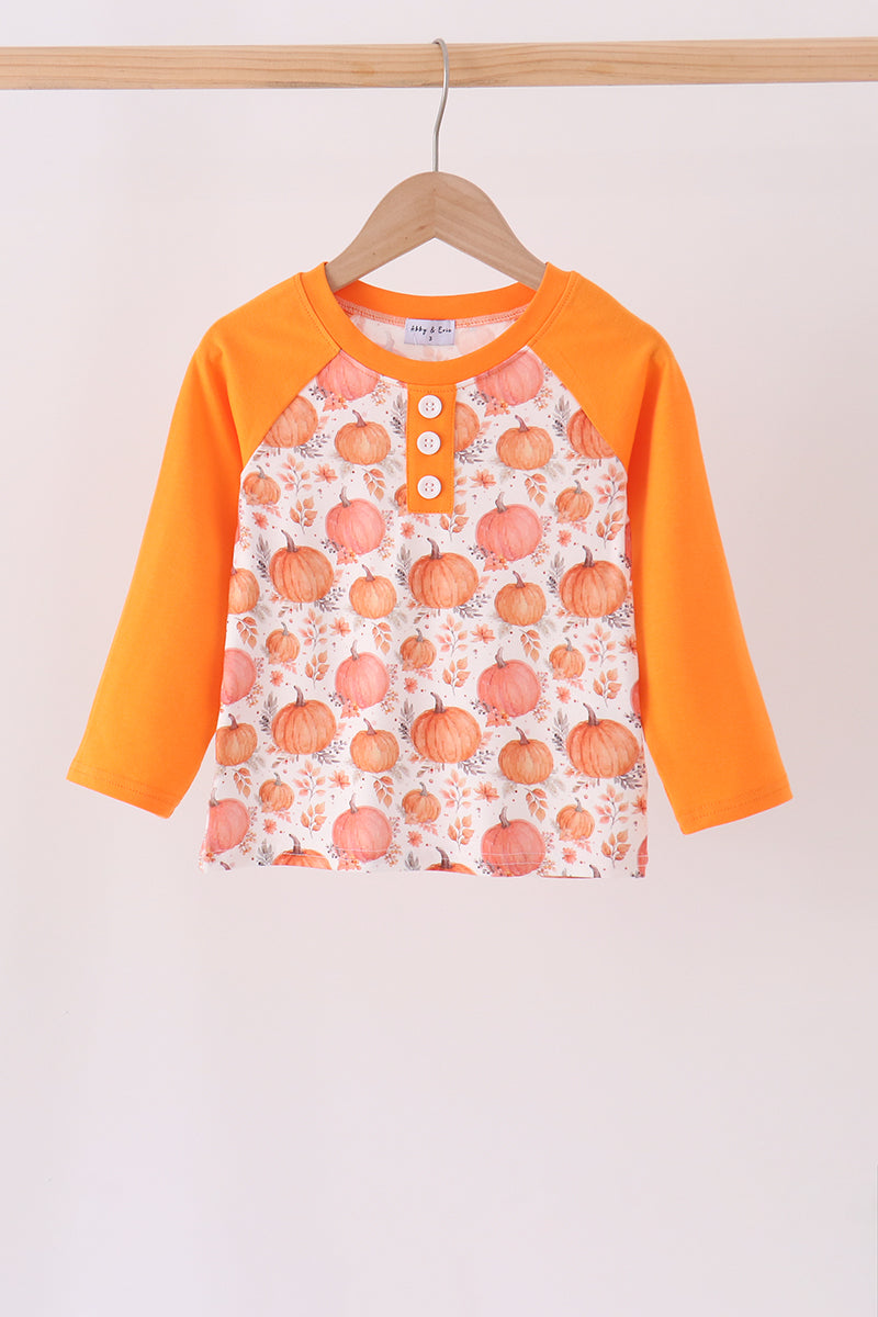 Orange Pumpkin Print Top