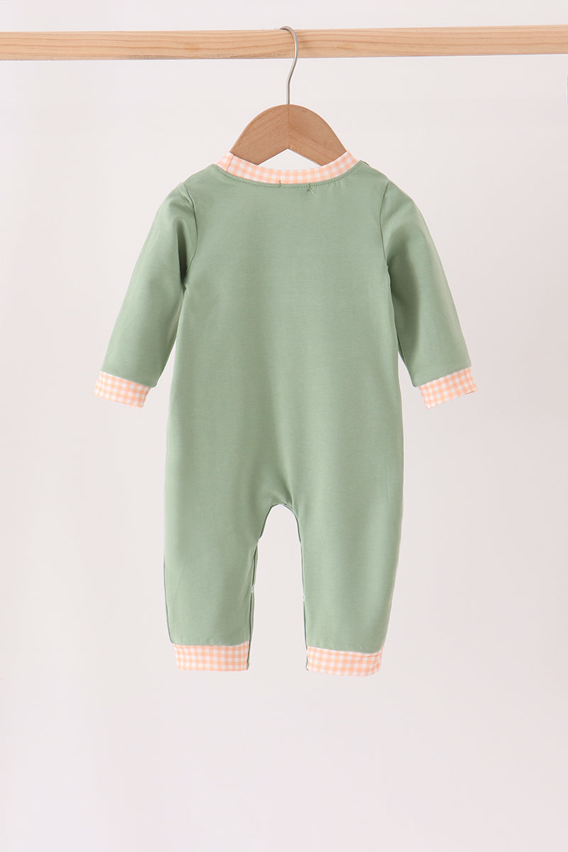 Green farm embroidery romper