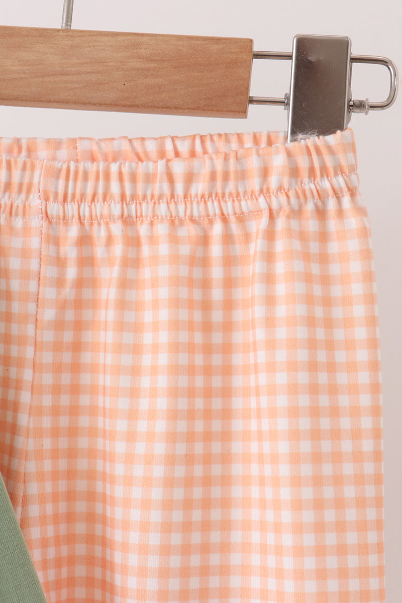 Green farm embroidery ruffle pants set