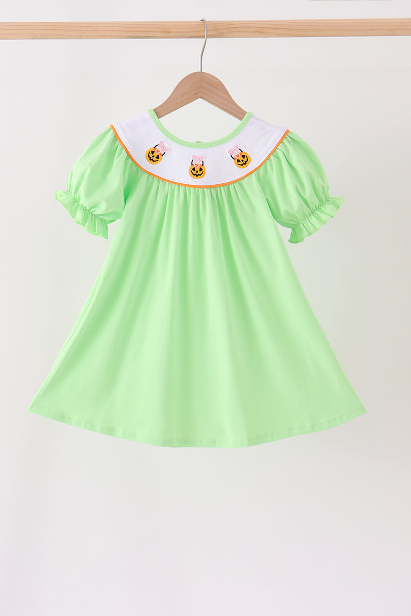 Green Jack-O-Lantern embroidery dress