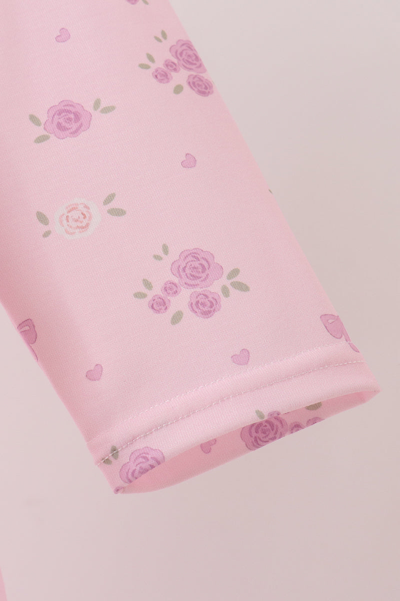 Pink floral bow ruffle dress