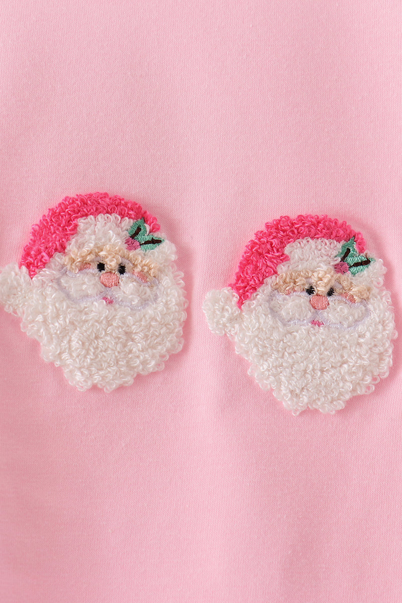 Pink Santa French Knot Ruffle Skorts Set