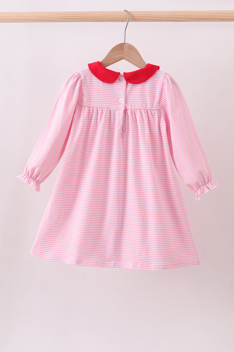 Red valentine's day heart embroidery ruffle dress