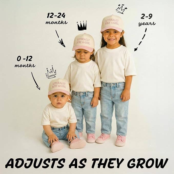 Kid/Baby 2Tone VintageCap Literally Just a Girl - Rose/Beige