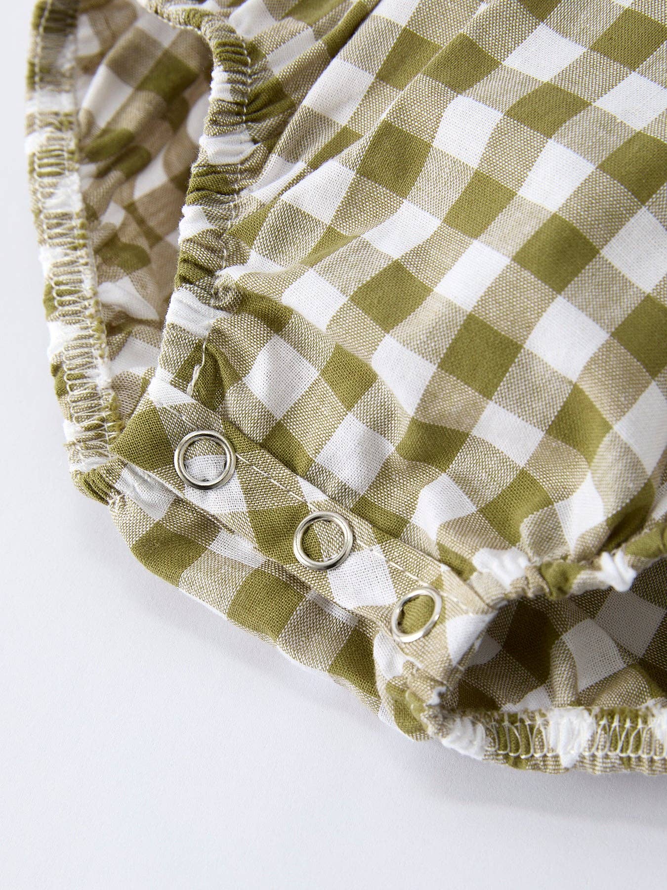 Green Plaid Fish Embroidered Baby Girls Smocked Romper