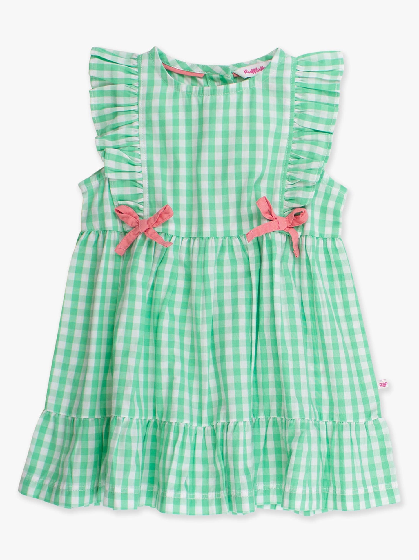 Girls Classic Spring Bud Gingham Pinafore Bow Dress